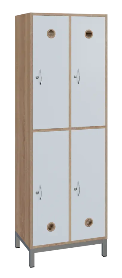 SBS-2222 šatní skříň 4-boxová, 1800x600x400 mm, kovové nohy, korpus dub bardolino, dvířka bílá